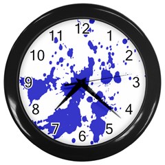 Blue Plaint Splatter Wall Clocks (black)