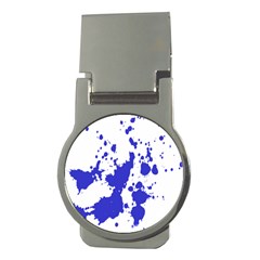 Blue Plaint Splatter Money Clips (round)  by Mariart