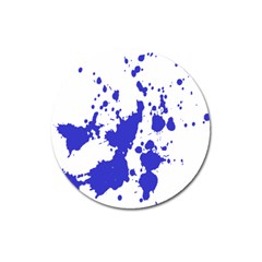 Blue Plaint Splatter Magnet 3  (round)