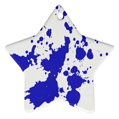 Blue Plaint Splatter Star Ornament (two Sides)