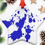 Blue Plaint Splatter Star Ornament (Two Sides) Front