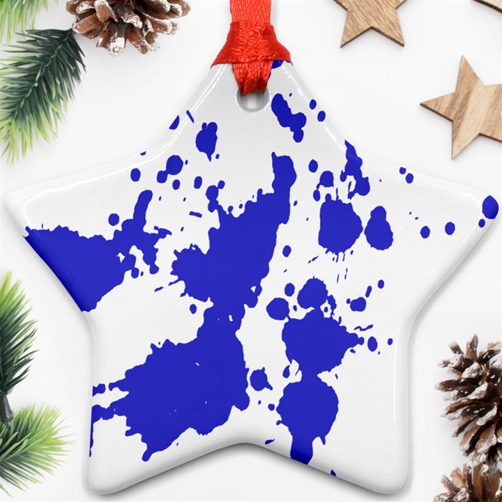 Blue Plaint Splatter Star Ornament (Two Sides)