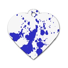 Blue Plaint Splatter Dog Tag Heart (two Sides)