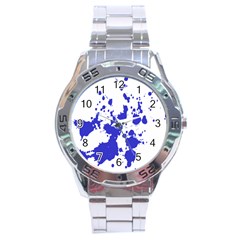 Blue Plaint Splatter Stainless Steel Analogue Watch by Mariart