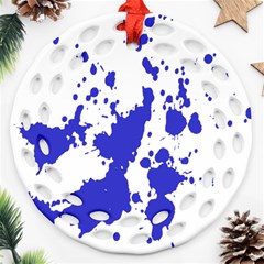 Blue Plaint Splatter Ornament (Round Filigree)