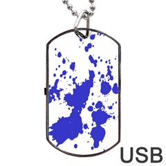 Blue Plaint Splatter Dog Tag Usb Flash (one Side)