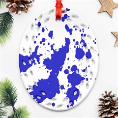 Blue Plaint Splatter Oval Filigree Ornament (two Sides) by Mariart