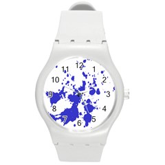 Blue Plaint Splatter Round Plastic Sport Watch (M)