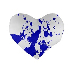 Blue Plaint Splatter Standard 16  Premium Heart Shape Cushions