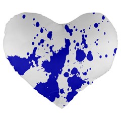 Blue Plaint Splatter Large 19  Premium Heart Shape Cushions