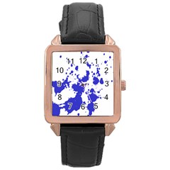 Blue Plaint Splatter Rose Gold Leather Watch 