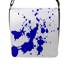 Blue Plaint Splatter Flap Messenger Bag (l) 