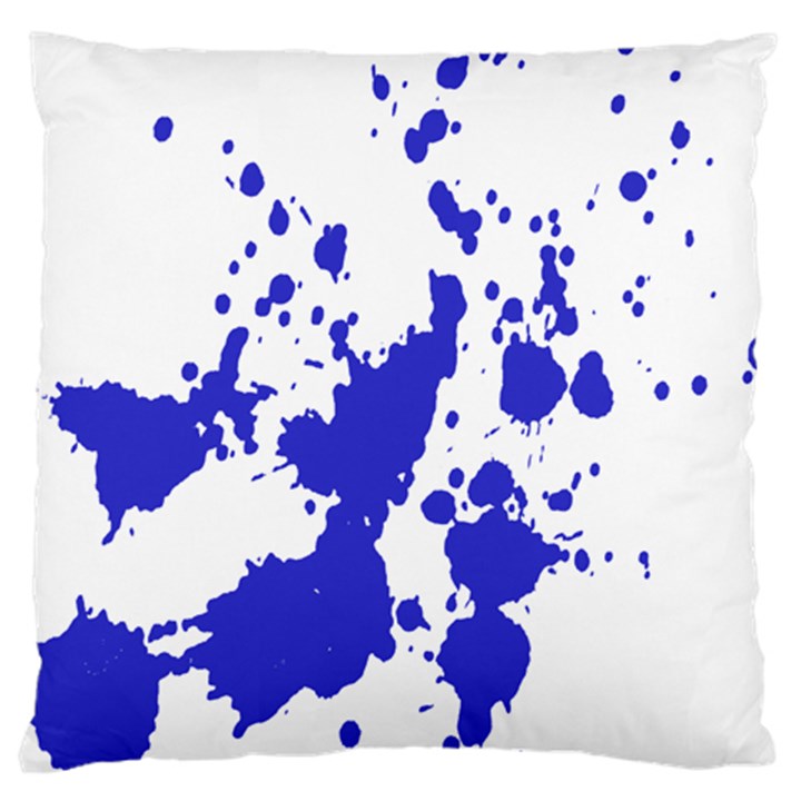 Blue Plaint Splatter Large Flano Cushion Case (Two Sides)