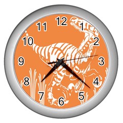 Animals Dinosaur Ancient Times Wall Clocks (silver) 