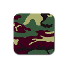 Camuflage Flag Green Purple Grey Rubber Square Coaster (4 Pack)  by Mariart