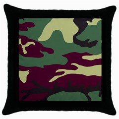 Camuflage Flag Green Purple Grey Throw Pillow Case (black) by Mariart