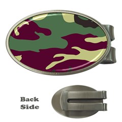 Camuflage Flag Green Purple Grey Money Clips (oval)  by Mariart