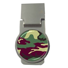 Camuflage Flag Green Purple Grey Money Clips (round)  by Mariart