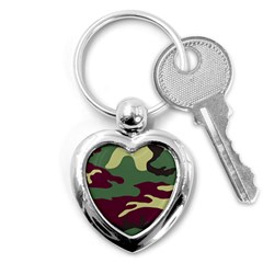 Camuflage Flag Green Purple Grey Key Chains (heart)  by Mariart