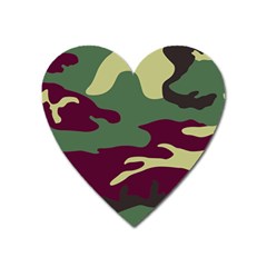 Camuflage Flag Green Purple Grey Heart Magnet