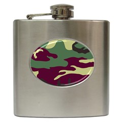 Camuflage Flag Green Purple Grey Hip Flask (6 Oz) by Mariart