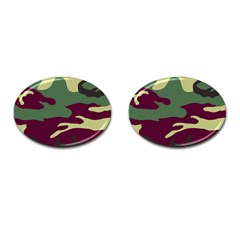 Camuflage Flag Green Purple Grey Cufflinks (oval)