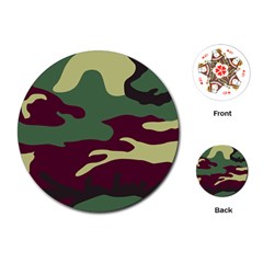 Camuflage Flag Green Purple Grey Playing Cards (round) 