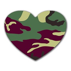 Camuflage Flag Green Purple Grey Heart Mousepads by Mariart