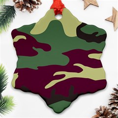 Camuflage Flag Green Purple Grey Ornament (snowflake)