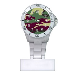 Camuflage Flag Green Purple Grey Plastic Nurses Watch