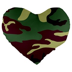 Camuflage Flag Green Purple Grey Large 19  Premium Flano Heart Shape Cushions