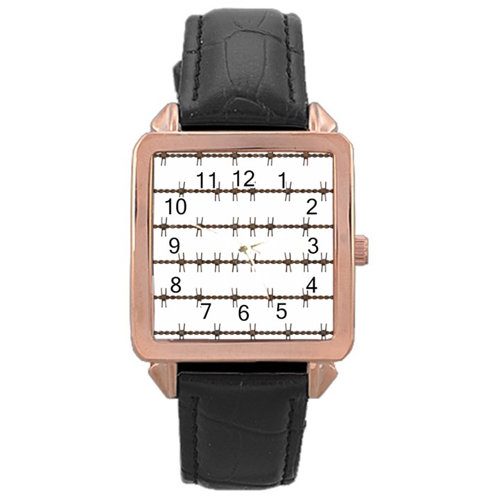 Barbed Wire Brown Rose Gold Leather Watch 