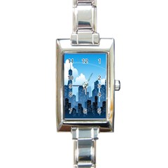 City Building Blue Sky Rectangle Italian Charm Watch