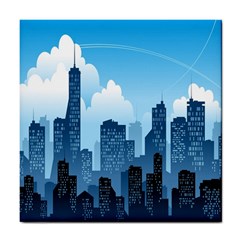 City Building Blue Sky Tile Coasters