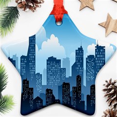 City Building Blue Sky Ornament (star) by Mariart