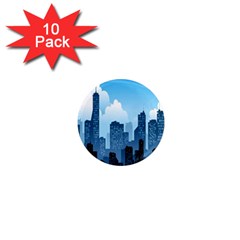 City Building Blue Sky 1  Mini Magnet (10 Pack)  by Mariart