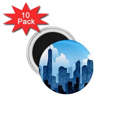 City Building Blue Sky 1 75  Magnets (10 Pack)  by Mariart