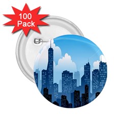 City Building Blue Sky 2 25  Buttons (100 Pack)  by Mariart