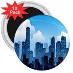 City Building Blue Sky 3  Magnets (10 pack)  Front