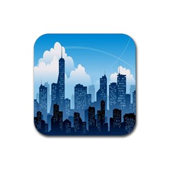 City Building Blue Sky Rubber Coaster (square) 