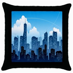 City Building Blue Sky Throw Pillow Case (black)