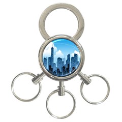 City Building Blue Sky 3-ring Key Chains by Mariart