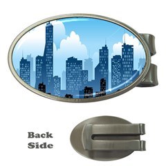 City Building Blue Sky Money Clips (oval) 