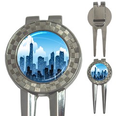 City Building Blue Sky 3-in-1 Golf Divots by Mariart