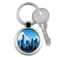 City Building Blue Sky Key Chains (round) 