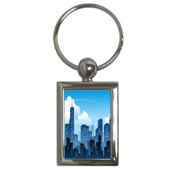 City Building Blue Sky Key Chains (rectangle)  by Mariart