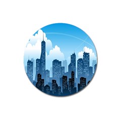 City Building Blue Sky Magnet 3  (round)