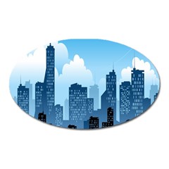 City Building Blue Sky Oval Magnet by Mariart