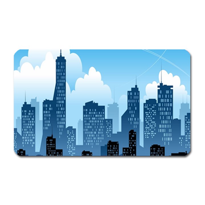 City Building Blue Sky Magnet (Rectangular)