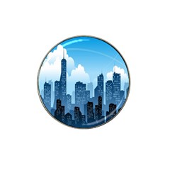 City Building Blue Sky Hat Clip Ball Marker (4 Pack) by Mariart